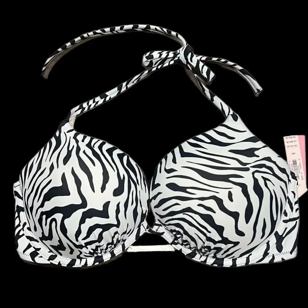 Victorias Secret Essentials Bombshell Add-2-Cups Push Up Bikini Top Animal Print